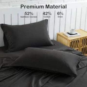 Luxury Charcoal Grey Linen Bed Sheet Set - Queen Size