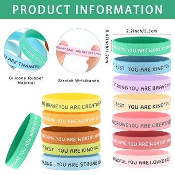 Roowest 120 Pcs Motivational Wristbands for Kids