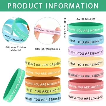 Roowest 120 Pcs Motivational Wristbands for Kids