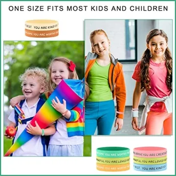 Roowest 120 Pcs Motivational Wristbands for Kids