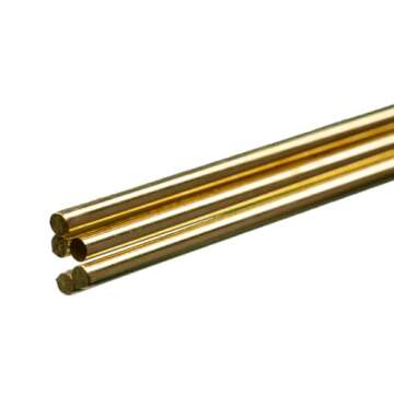 K&S K & S Precision Metals 1162 Round Solid Brass Rod, 1/8" OD x 36" Length, Made in USA