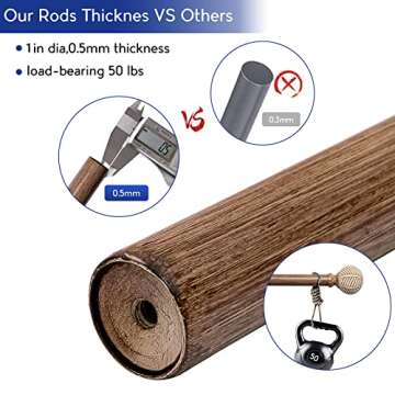 Adjustable Wood Curtain Rods 72" to 144" for Any Room