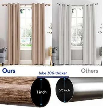 Adjustable Wood Curtain Rods 72" to 144" for Any Room