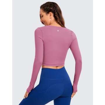 CRZ YOGA Butterluxe Long Sleeve Crop Tops for Women - Soft, Stretchy and Stylish Athletic Gym T-Shir...