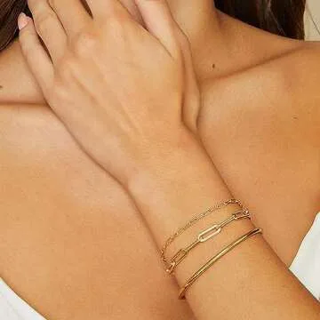 Kainier Gold Plated Bangle Bracelet - Stylish Everyday Wear