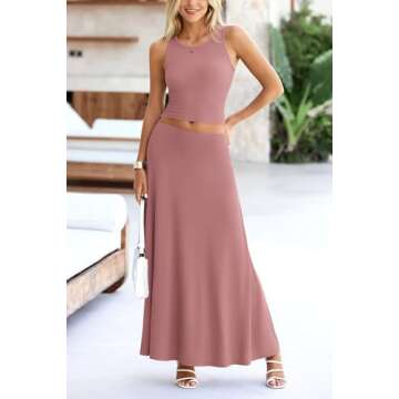 PRETTYGARDEN Women's Summer Maxi Skirt Set - Chic & Comfy