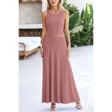 PRETTYGARDEN Women's Summer Maxi Skirt Set - Chic & Comfy