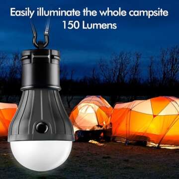 FLY2SKY Tent Lamp Portable LED Tent Lights 4 Packs Hook Hurricane Emergency Lights LED Camping Light...