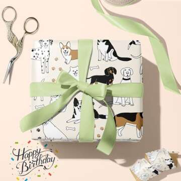 ZINTBIAL Dog Wrapping Paper - Fun Gift Wrap for All Ages