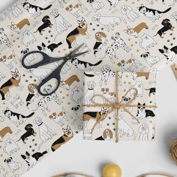 ZINTBIAL Dog Wrapping Paper - Fun Gift Wrap for All Ages