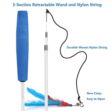 Interactive Cat Wand Toy with Feather Teasers for Indoor Cats