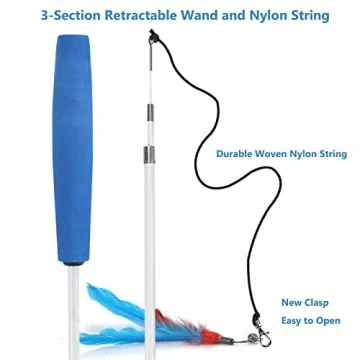 Interactive Cat Wand Toy with Feather Teasers for Indoor Cats