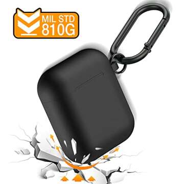 LELONG Compatible with Airpods Case Cover, Soft Silicone Protective Case Cover with Keychain for Apple Airpods 2nd 1st Charging Case Men Women [Front LED Visible]