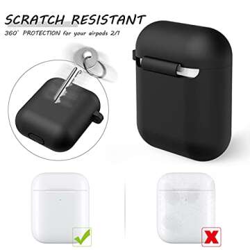 LELONG Compatible with Airpods Case Cover, Soft Silicone Protective Case Cover with Keychain for Apple Airpods 2nd 1st Charging Case Men Women [Front LED Visible]