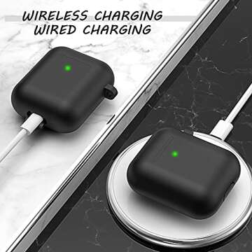 LELONG Compatible with Airpods Case Cover, Soft Silicone Protective Case Cover with Keychain for Apple Airpods 2nd 1st Charging Case Men Women [Front LED Visible]