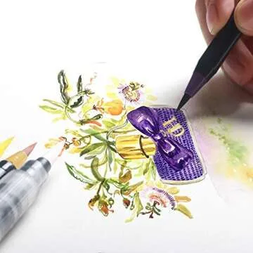 Alycoco Watercolor Brush Pens Set - Premium Soft Flexible Dual Tips Coloring Brush Pen & Fineliner Color Marker Pens for Children Adult Coloring Sketching Books, Manga, Comic, Calligraphy (20 colors)