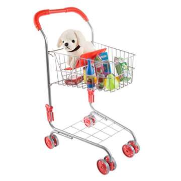 Pretend Play Shopping Cart- Toy Grocery Cart With Pivoting Front Wheels and Folds for Easy Storage for Kids, Boys and Girls By Hey! Play!