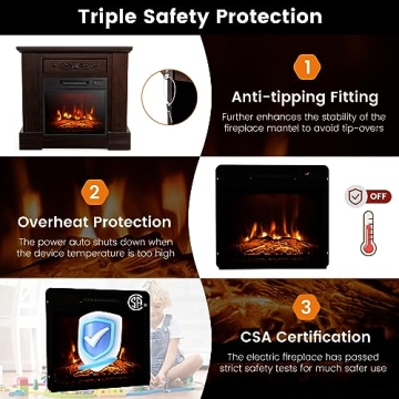 GOFLAME Cozy Electric Fireplace with Remote Control