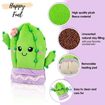 Cactus Microwavable Unscented Heating Pad for Women and Kids- Cute Soft Cozy Pillow Plush Heatable Warm Stuffed Animals - Kawaii Hot and Cold Plushie Food Toy - Cactus Gifts for Girls and Boys