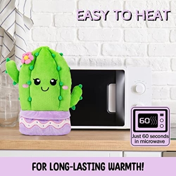 Cactus Microwavable Unscented Heating Pad for Women and Kids- Cute Soft Cozy Pillow Plush Heatable Warm Stuffed Animals - Kawaii Hot and Cold Plushie Food Toy - Cactus Gifts for Girls and Boys
