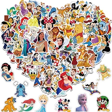 100PCS Kids Stickers Cute Stickers Pack Princess Stickers Mixed Cartoon Stickers for Kids Teens Adul...