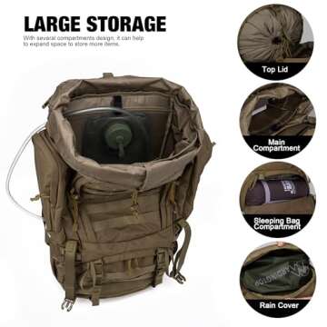 Durable Mardingtop 60L Backpack for Hiking and Camping