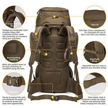 Durable Mardingtop 60L Backpack for Hiking and Camping