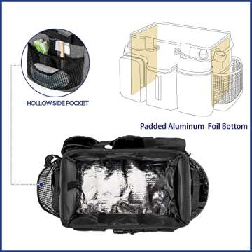 LoDrid Large Professional Cleaning Caddy with Detachable Divider, Supply Organizer with Handle and Shoulder Strap, Cleaning Bags for Housekeepers & Cleaners, Black