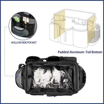 LoDrid Large Professional Cleaning Caddy with Detachable Divider, Supply Organizer with Handle and Shoulder Strap, Cleaning Bags for Housekeepers & Cleaners, Black