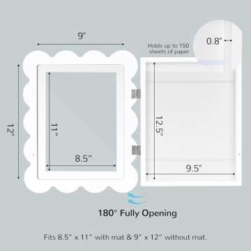 Solfres Kids Art Frames Front Opening 9x12 & 8.5x11 w/Mat, Set of 2, Kids Artwork Frames Changeable,...