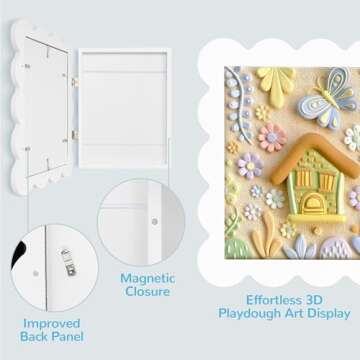 Solfres Kids Art Frames Front Opening 9x12 & 8.5x11 w/Mat, Set of 2, Kids Artwork Frames Changeable, Picture Frame with Storage Holds 150 Drawings, Display for Art Projects 3D Crafts, White