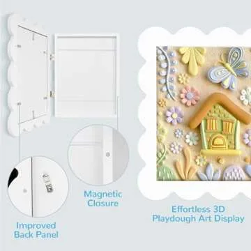 Solfres Kids Art Frames Front Opening 9x12 & 8.5x11 w/Mat, Set of 2, Kids Artwork Frames Changeable, Picture Frame with Storage Holds 150 Drawings, Display for Art Projects 3D Crafts, White