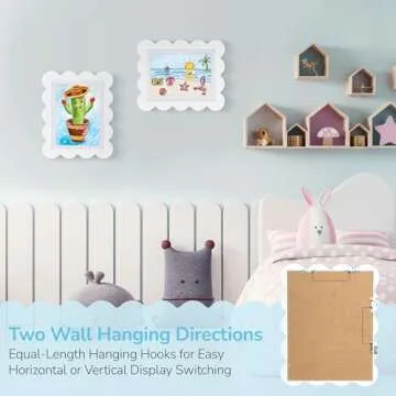 Solfres Kids Art Frames Front Opening 9x12 & 8.5x11 w/Mat, Set of 2, Kids Artwork Frames Changeable, Picture Frame with Storage Holds 150 Drawings, Display for Art Projects 3D Crafts, White