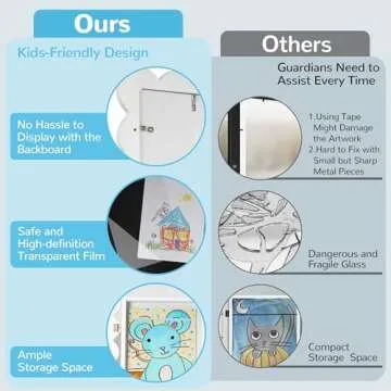 Solfres Kids Art Frames Front Opening 9x12 & 8.5x11 w/Mat, Set of 2, Kids Artwork Frames Changeable, Picture Frame with Storage Holds 150 Drawings, Display for Art Projects 3D Crafts, White