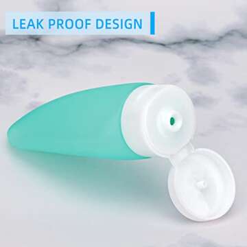 TSA Approved Travel Bottles Set for Toiletries Travel Size Containers Kit 4 Pack Portable Leak Proof Refillable Squeeze Cosmetic Airplane Essential Shampoo Hair Conditioner Body Lotion Bath Shower Gel