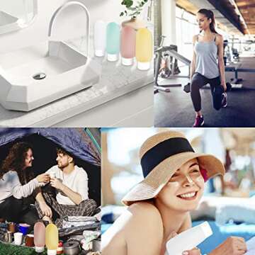 TSA Approved Travel Bottles Set for Toiletries Travel Size Containers Kit 4 Pack Portable Leak Proof Refillable Squeeze Cosmetic Airplane Essential Shampoo Hair Conditioner Body Lotion Bath Shower Gel