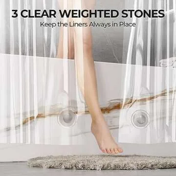 AmazerBath Shower Curtain Liner 2 Pack, 72 x 84 Inches PEVA Plastic Shower Liner with 3 Weighted Stones and 12 Rustproof Metal Grommet, Lightweight Waterproof Shower Curtain - Clear