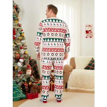 Family Matching Men Christmas Pajamas: Tree Reindeer and Snowflake Patterned PJS for Family Reunion Christmas Party Take Photos Gift for Couples - Men XXXL