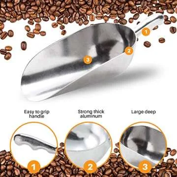 ChefLand 85oz Cast Aluminum Utility Scoop for Multi-Purpose Use, X-Large High Quality Commercial Gra...