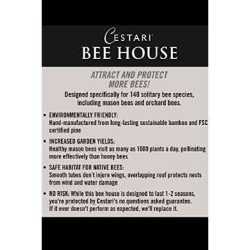 Mason Bee Houses and Supplies : Bamboo Tube Bee Hotel for Solitary Bees - Attract More Gentle Pollinating Bees to Your Garden by Providing Them with a Safe Bee Home Made from FSC Certified Wood