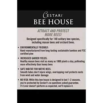 Mason Bee Houses and Supplies : Bamboo Tube Bee Hotel for Solitary Bees - Attract More Gentle Pollinating Bees to Your Garden by Providing Them with a Safe Bee Home Made from FSC Certified Wood