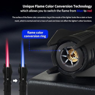 Dual-Color Torch Lighter with Safety Lock and Windproof Flame
