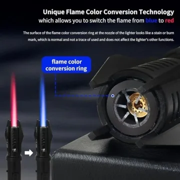 Dual-Color Torch Lighter with Safety Lock and Windproof Flame
