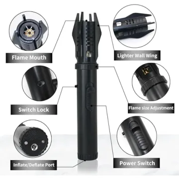 Dual-Color Torch Lighter with Safety Lock and Windproof Flame