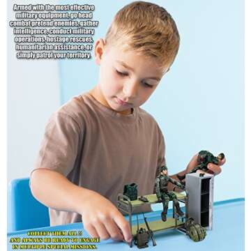 Click N' Play Military Life Living Quarters Bunk Bed - 14 Piece Army Toys Play Set with Accessories