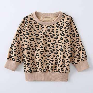 Toddler Baby Girls Leopard Print Clothes Set Long Sleeve T-Shirt Tops and Pants 2pcs Outfits(3T, 2-A...