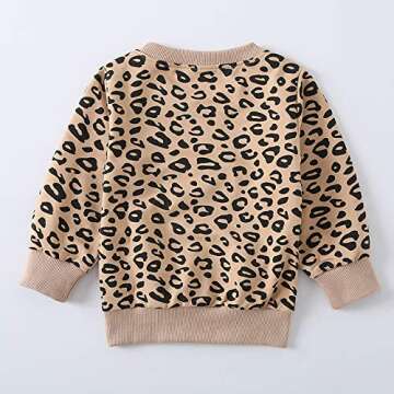 Toddler Baby Girls Leopard Print Clothes Set Long Sleeve T-Shirt Tops and Pants 2pcs Outfits(3T, 2-Apricot(Long Sleeve))