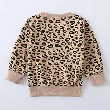 Toddler Baby Girls Leopard Print Clothes Set Long Sleeve T-Shirt Tops and Pants 2pcs Outfits(3T, 2-Apricot(Long Sleeve))