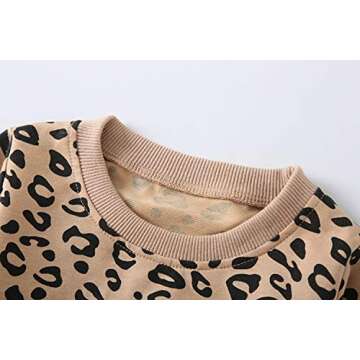 Toddler Baby Girls Leopard Print Clothes Set Long Sleeve T-Shirt Tops and Pants 2pcs Outfits(3T, 2-Apricot(Long Sleeve))