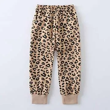 Toddler Baby Girls Leopard Print Clothes Set Long Sleeve T-Shirt Tops and Pants 2pcs Outfits(3T, 2-Apricot(Long Sleeve))